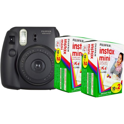 Câmera Instantânea Fujifilm Instax Mini 8 Preta + 2 Packs 20 Filmes Instax