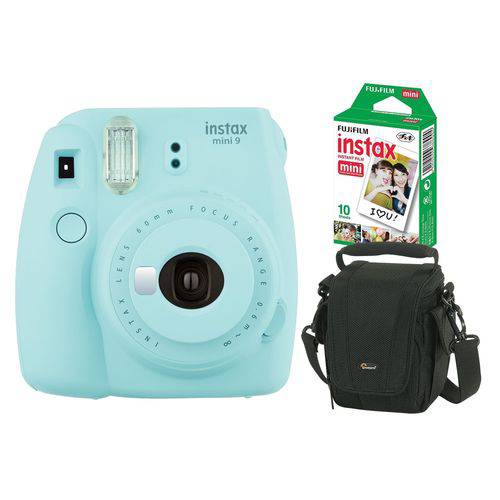 Tudo sobre 'Câmera Instantânea Fujifilm Instax Mini 9 Azul Aqua + Pack 10 Fotos + Bolsa'