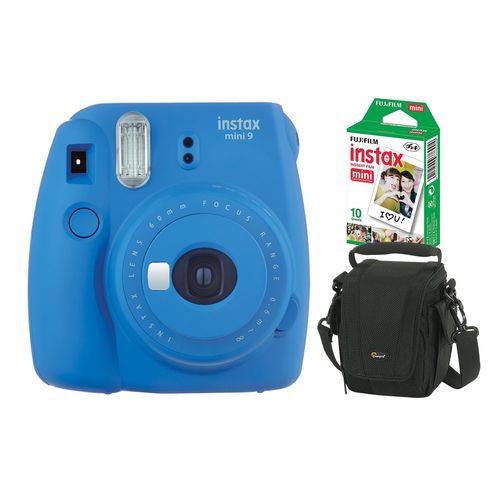 Câmera Instantânea Fujifilm Instax Mini 9 Azul Cobalto + Pack 10 Fotos + Bolsa