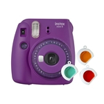 Câmera instantânea Fujifilm Instax Mini 9 c/ 3 filtros coloridos - Roxo Açaí