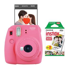 Câmera Instantânea Fujifilm Instax Mini 9 Rosa Flamingo + Pack 20 Fotos