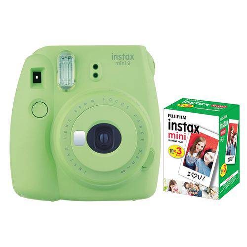Câmera Instantânea Fujifilm Instax Mini 9 Verde Lima + Pack 30 Fotos