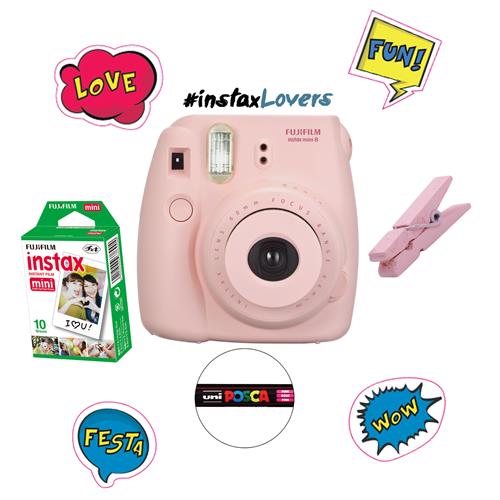 Câmera Instantânea Fujifilm Kit Festa Instax Mini 8 - Rosa