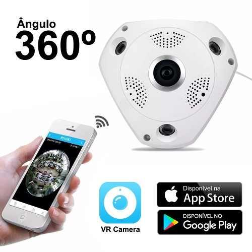 Camera Ip 360° Graus Olho de Peixe Wifi Hd Iphone Android