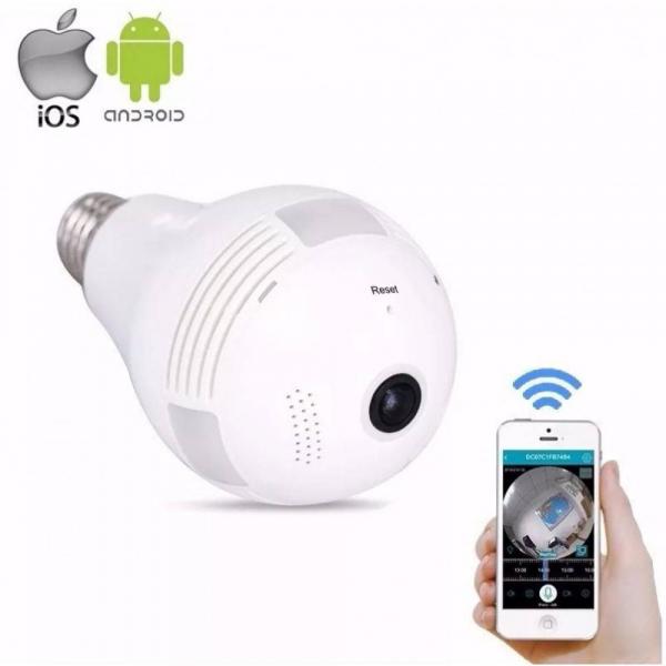 Câmera Ip de Segurança Lampada Vr Cam Wifi 360 Panorâmica