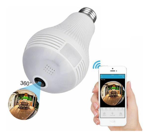 Camera Ip Seguraca Lampada Vr 360 Panoramica Espia Wifi V380 - Vr Cam