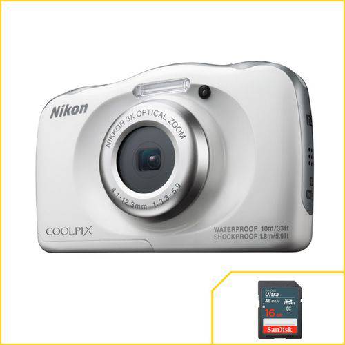 Câmera Nikon à Prova D'água Wifi Coolpix W100 Branca