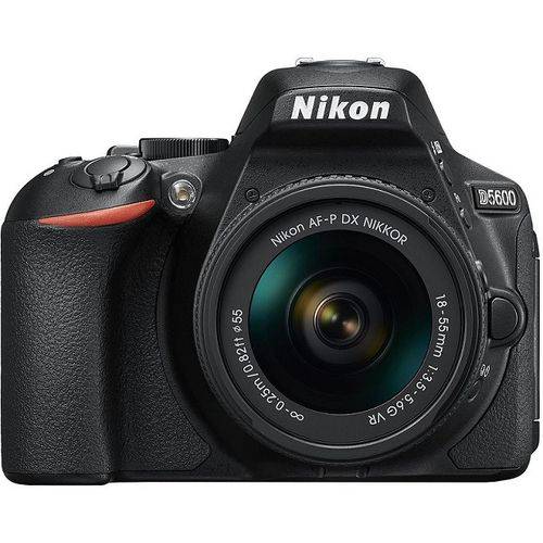 Câmera Nikon DSLR D5600 24.2MP, Lente AF-P 18-55mm VR II + Bolsa + Tripé de Mesa + Memória 32GB Classe 10
