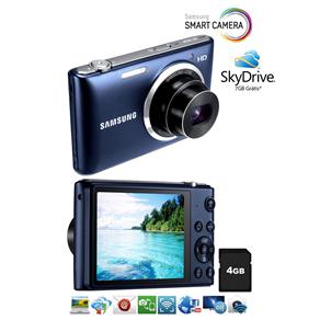 Câmera Samsung Smart ST150F Preto Cobalto - Wi-Fi Embutido, 16.2 Megapixels, 5x Zoom Óptico, Vídeos HD, Estabilização Digital de Imagem + Cartão 4GB