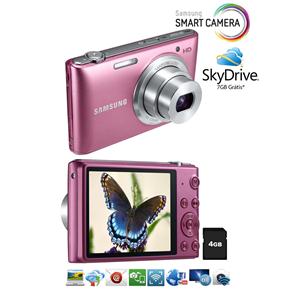 Câmera Samsung Smart ST150F Rosa - Wi-Fi Embutido, 16.2 Megapixels, 5x Zoom Óptico, Vídeos HD, Estabilização Digital de Imagem + Cartão 4GB