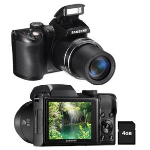 Tudo sobre 'Câmera Samsung WB100 Preta C/ LCD 3,0”, 16.2MP, Zoom Óptico 26x, Vídeo HD, Foto Panorâmica, Foto 3D, Detector de Face e Sorriso + Cartão SDHC 4GB'