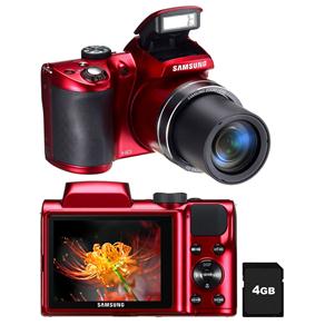 Câmera Samsung WB100 Vermelha com LCD 3,0”, 16.2MP, Zoom Óptico 26x, Vídeo HD, Foto Panorâmica, Foto 3D, Detector de Face e Sorriso