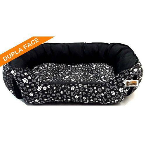 Caminha Pet Cama para Cachorro Gato Dupla Face Binnopet Berlim Patinhas Preto - P