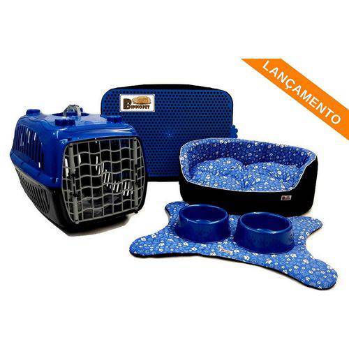Tudo sobre 'Caminha Pet Kit Dubai 06 Pçs Patinhas Azul -P Cama para Gato Cachorro Porte Pequeno Binnopet'