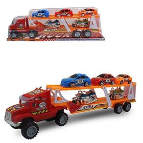 Caminhão Cegonha com 3 Carros e 2 Motos - Cim Toys