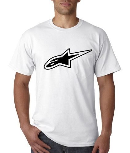 Camisa Camiseta Personalizada Alpinestars Logo (Branco, M)