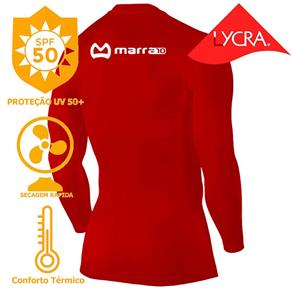 Camisa de Compressão Térmica Marra 10 Pro Proteção Solar Manga Longa - G - VERMELHO