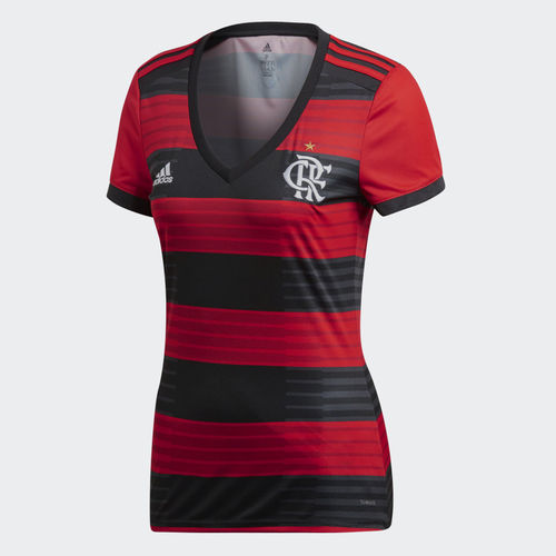 Camisa Feminina Flamengo Adidas I Rubro-Negra 2018 2019 CF9017