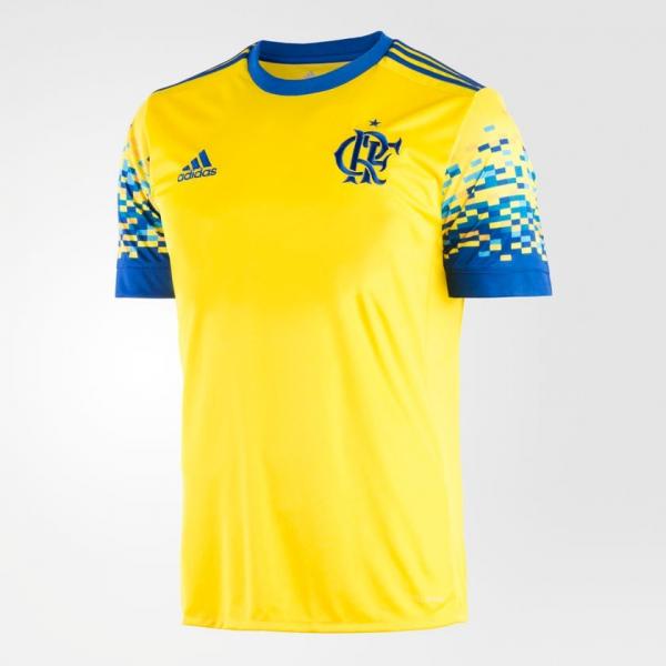 Camisa Flamengo III 17 S/nº Torcedor Adidas Masculina - Amarelo e Azul