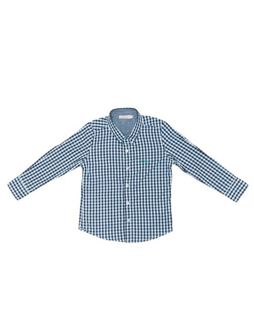 Camisa Infantil Calvin Klein Jeans Xadrez e Logo Bordado Azul Claro - 10