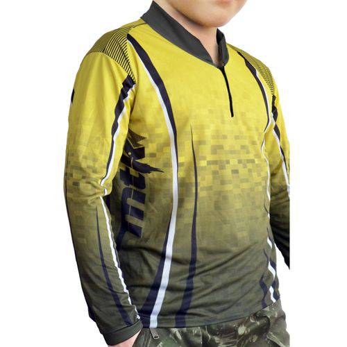 Camisa Infantil de Pesca Mtk Attack com Proteção Solar Filtro Uv Cor Yellow