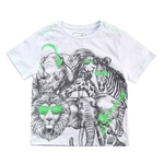 Camisa Manga Curta - Animais Rock Fluor - 100% Algodão - Branco - Minimi