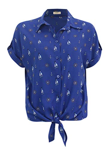 Camisa Manga Curta Viscose Barco Azul (50, Azul)