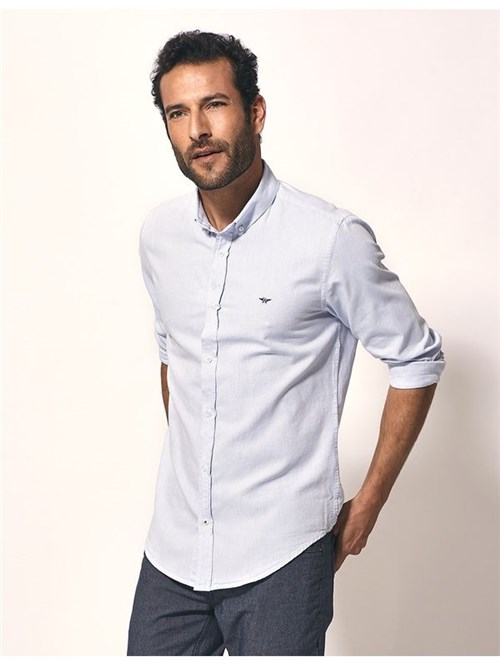 Camisa Oxford Slim Fit Azul Claro