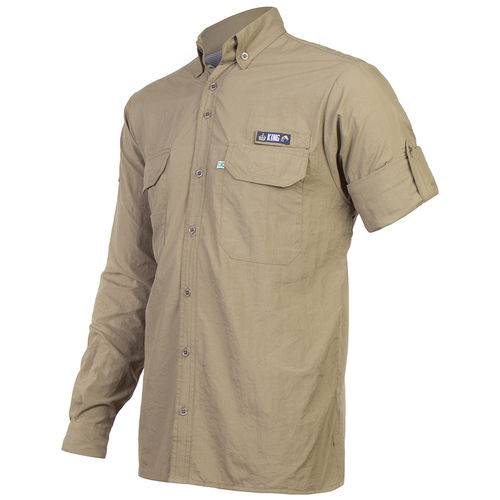 Camisa Pesca Trekking Proteção Solar 50+ Caqui Tam P
