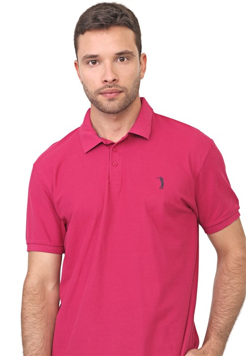 Camisa Polo Aleatory Reta Logo Rosa