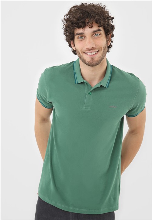 Camisa Polo Colcci Reta Logo Verde - Kanui