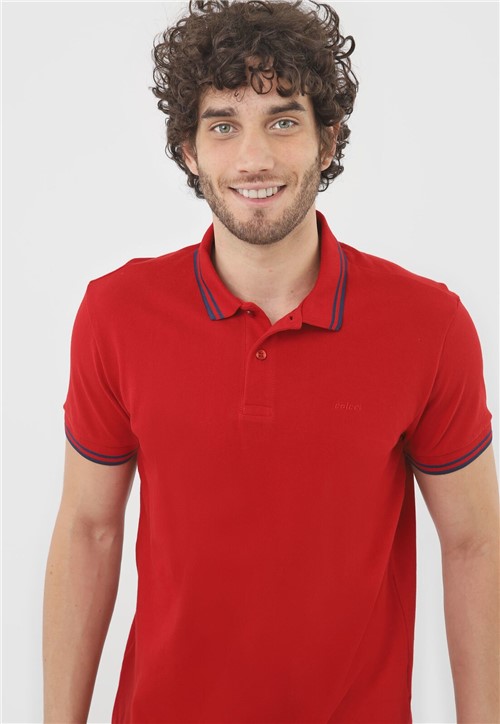 Camisa Polo Colcci Reta Logo Vermelha