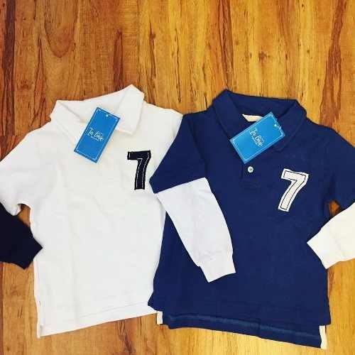 Camisa Polo Manga Longa (Azul, Branco, 1)