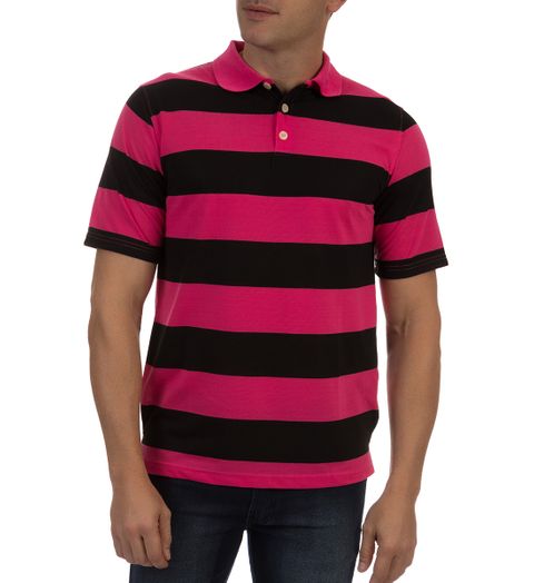 Camisa Polo Masculina Rosa Listrada - M