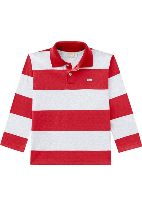Camisa Polo Milon Infantil Listrada Vermelha - Tricae