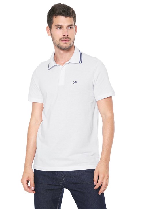 Camisa Polo Yachtsman Reta Logo Branca