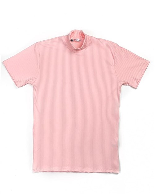 Camisa Rosa Gola Alta Manga Curta (Pequenos Defeitos) (P)