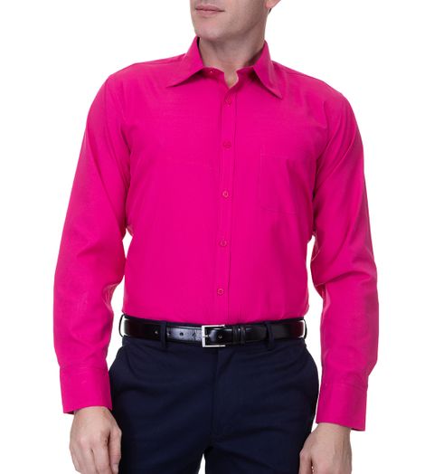 Camisa Social Masculina Rosa Lisa - 2