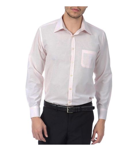 Camisa Social Masculina Rosa Lisa - 3