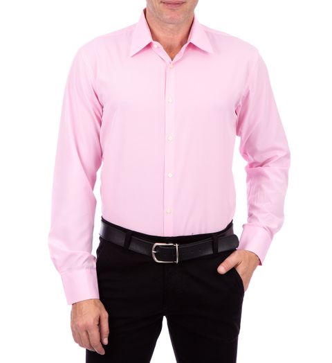 Camisa Social Masculina Rosa Lisa - 2