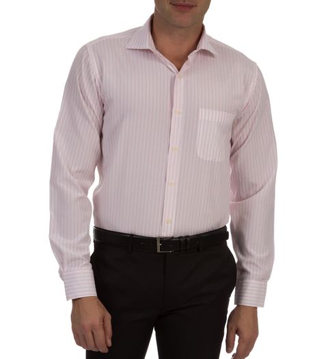 Camisa Social Masculina Rosa Listrada - 3