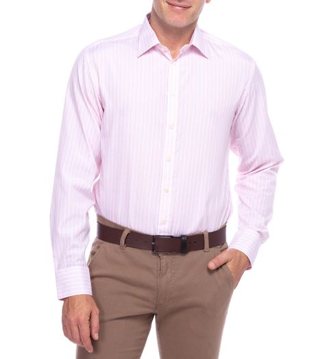 Camisa Social Masculina Rosa Listrada - 3