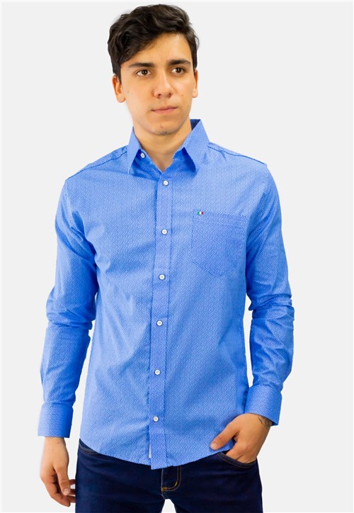 Camisa Social Victor Deniro Azul Dot - Kanui