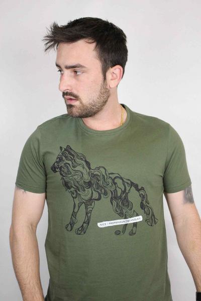 Camiseta Acostamento Masculina Lobo (Verde Militar)