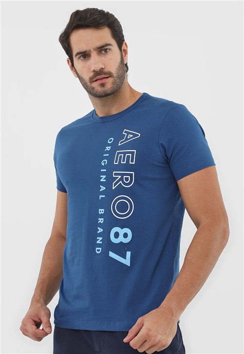 Camiseta Aeropostale Lettering Azul - Azul - Masculino - AlgodÃ£o - Dafiti