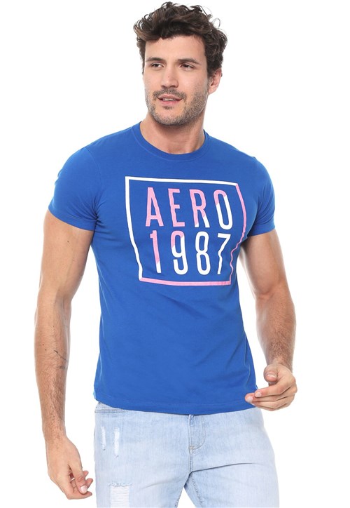Camiseta Aeropostale Lettering Azul
