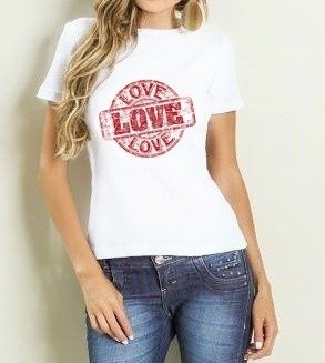 Camiseta Baby Look Carimbo Love (P)