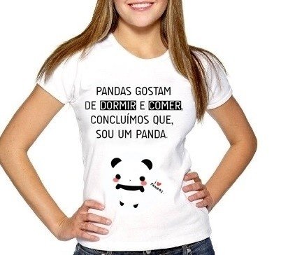 Camiseta Baby Look I Love Pandas (P)