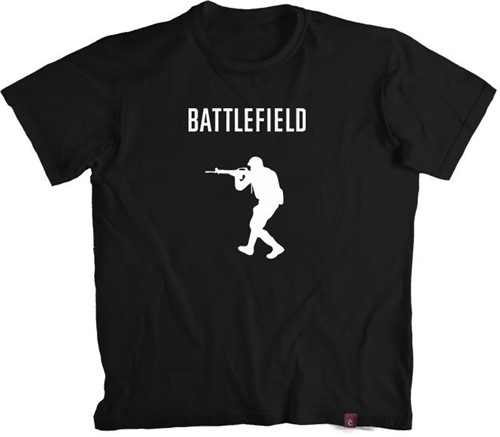Camiseta Battlefield- 100% Algodão (P, Preto)