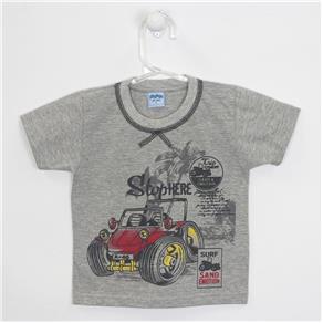 Camiseta Bebê Masculina Manga Curta Carrinho - Mescla